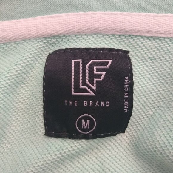 LF The Brand Mint Green Ultra Cropped Hoodie Logo Tape Sleeves Size M - Picture 6 of 10